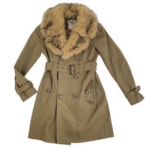 BB Dakota Trench Coat with Faux Fur Collar Size Small
